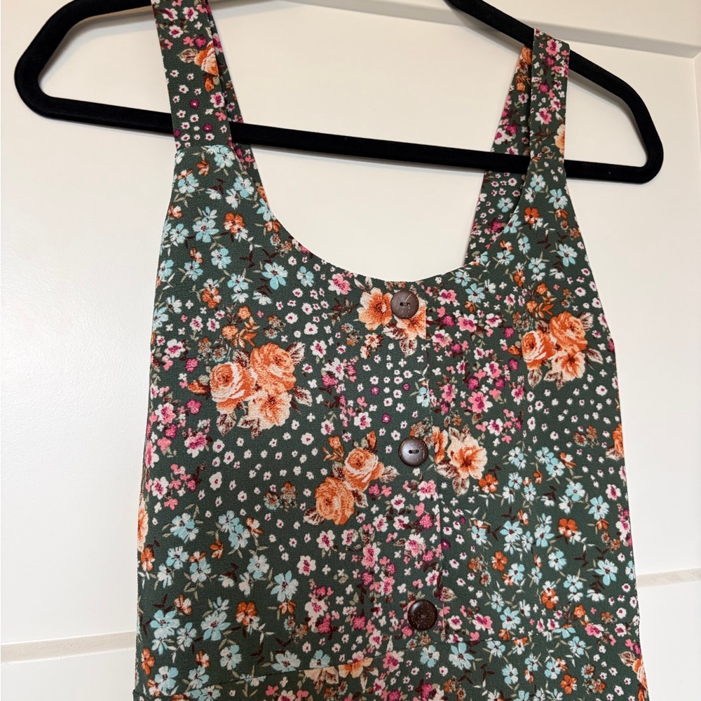 Monteau Green Floral Button-Front Dress - Picture 2 of 7